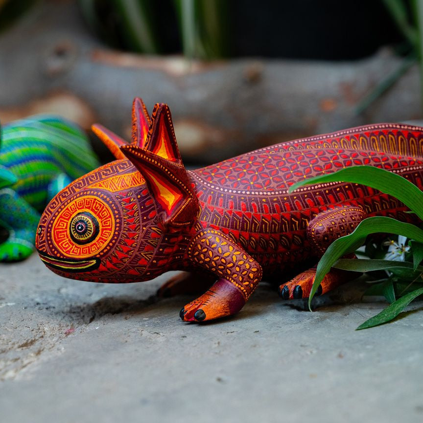 painted wooden axolotl figurines