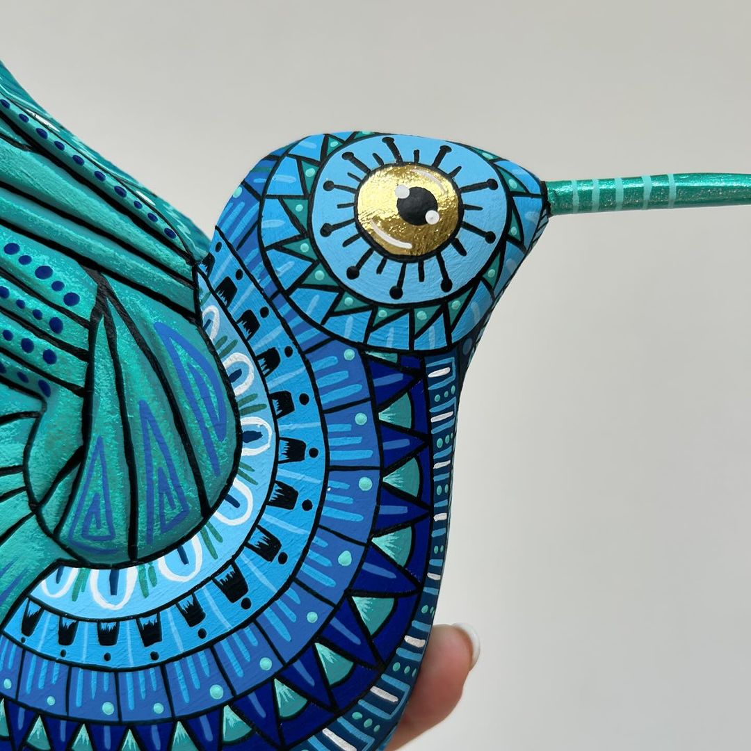 painted wooden hummingbird decoration
