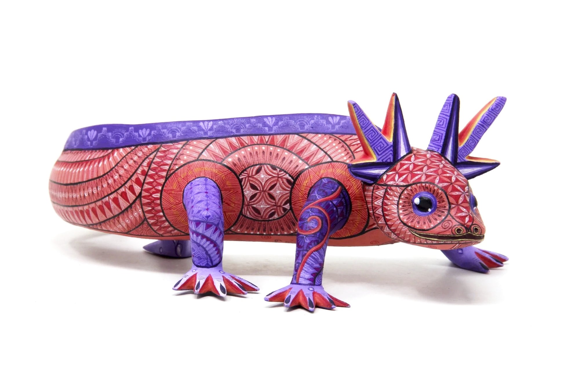 Painted Axolotl Wood Sculpture