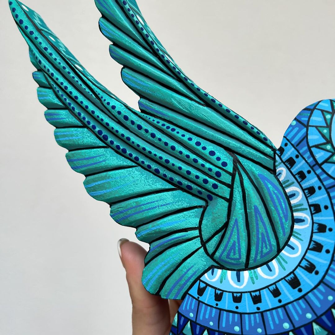 painted wooden hummingbird decoration