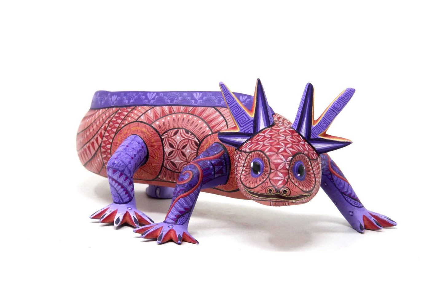 Painted Axolotl Wood Sculpture