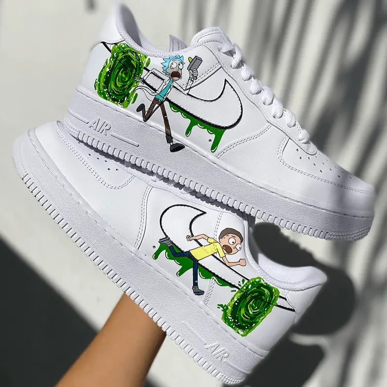 Rick Morty Sneakers Custom Hand-Painted Footwear – Talokan Art