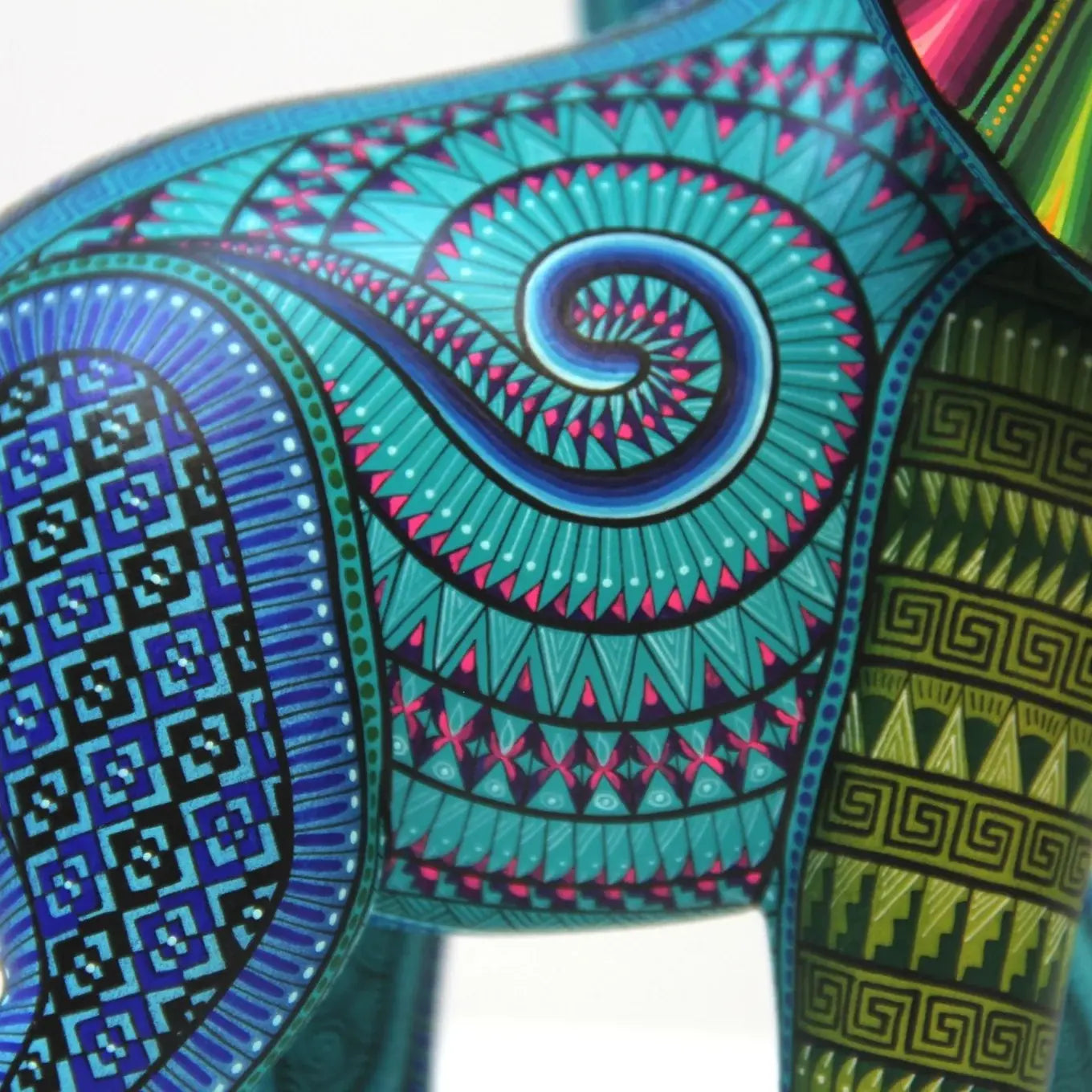 Elephant alebrije, Painted Wooden Elephant Sculpture