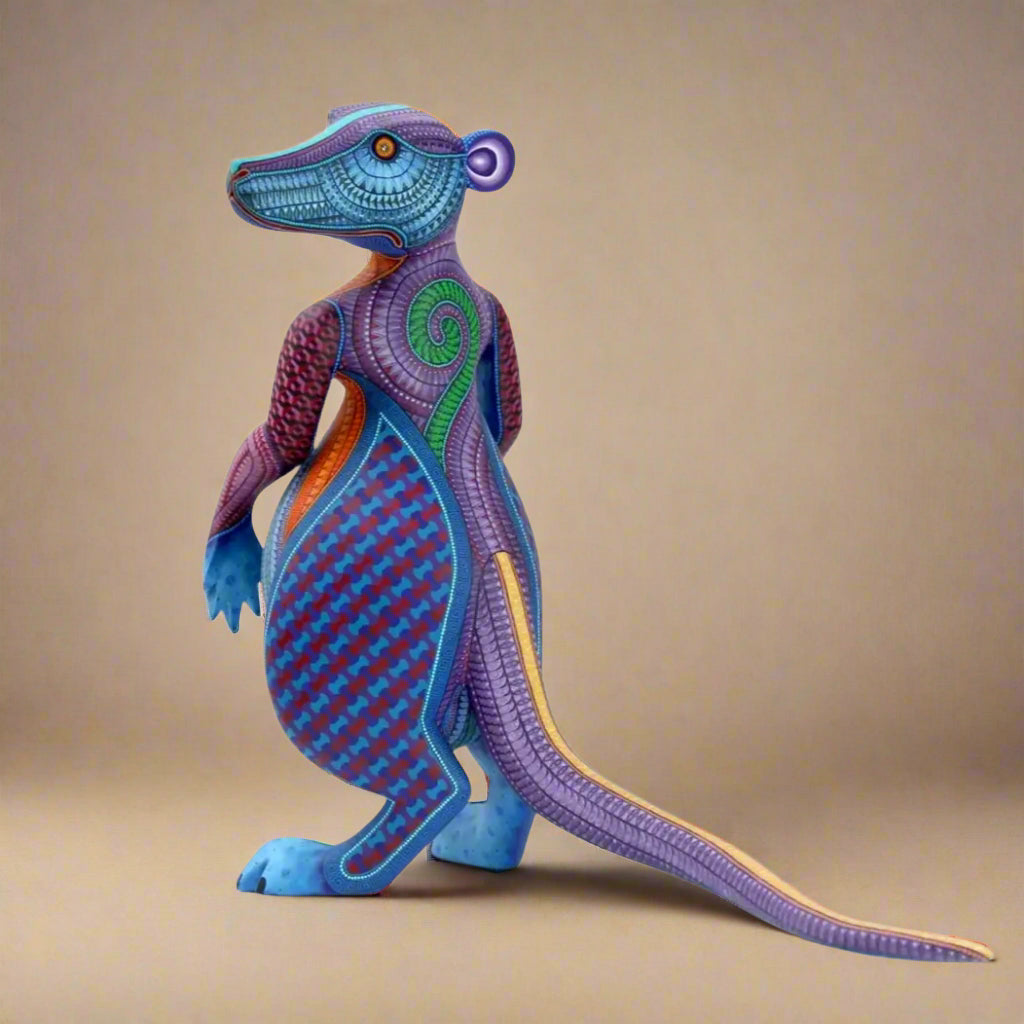 handpainited meerkat sculpture, mexican meerkat alebrije