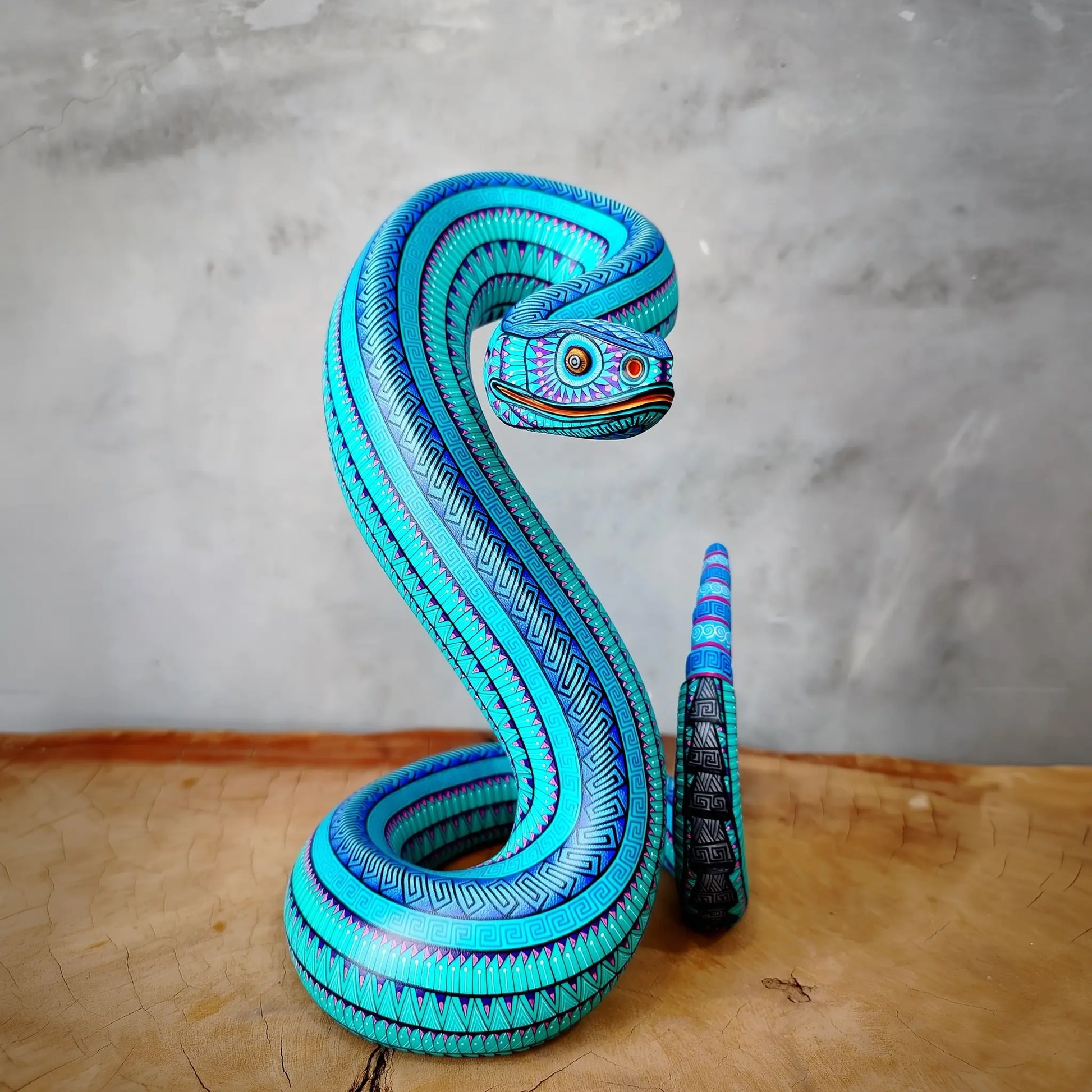 handpainted snake alebrije, snake sculpture