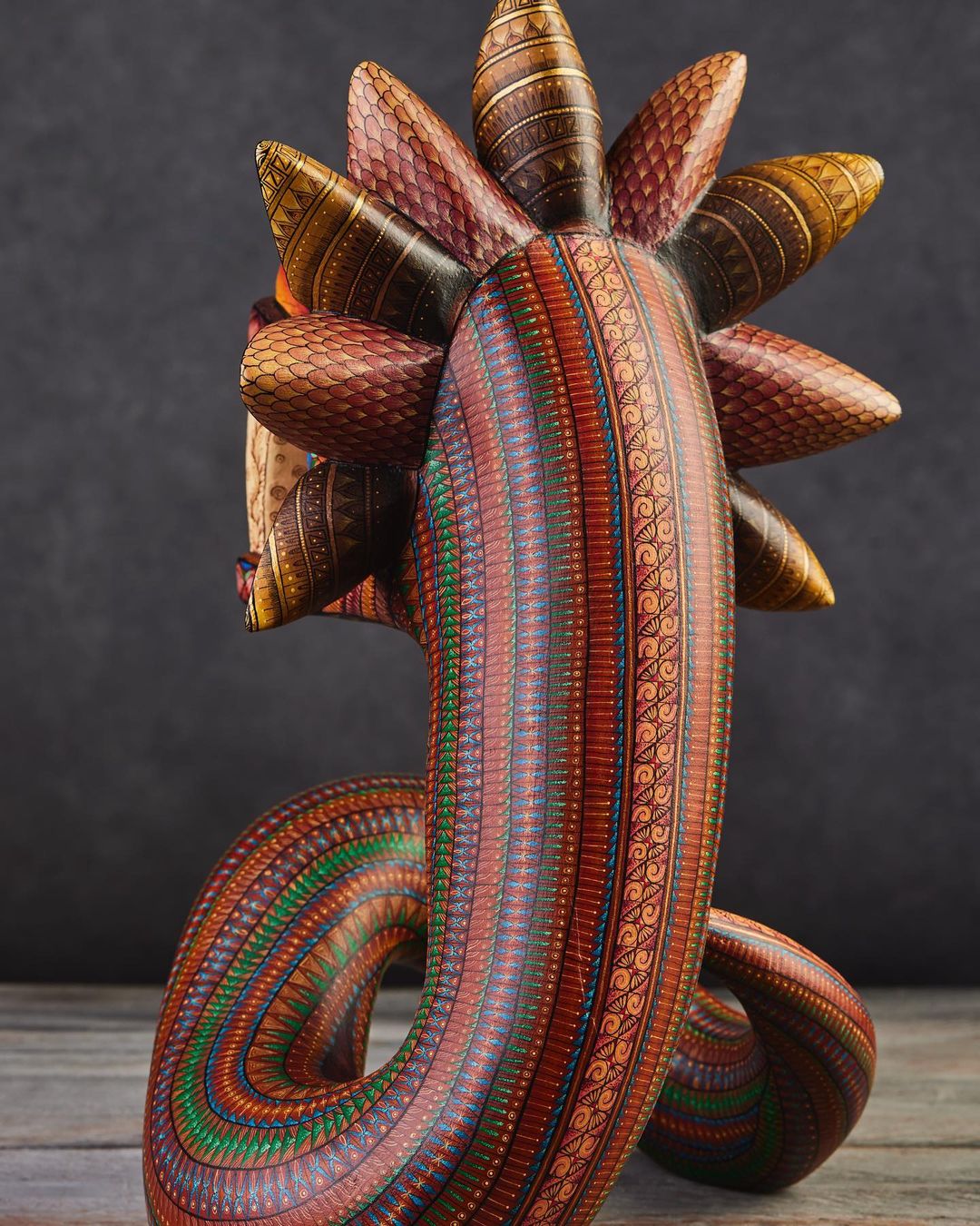 Wooden Quetzalcoatl Sculpture