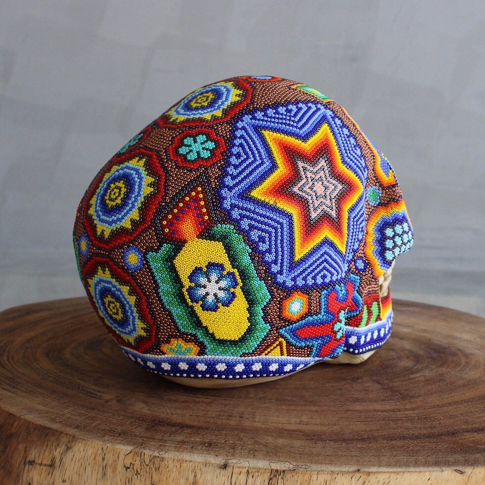 Resin Skull covered with Huichol Art