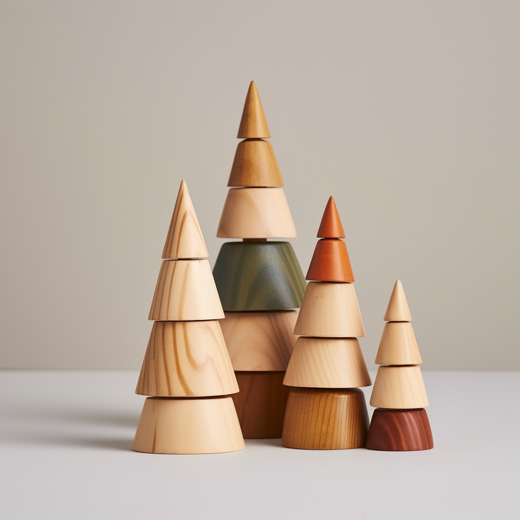 Wooden Christmas Trees Figurines