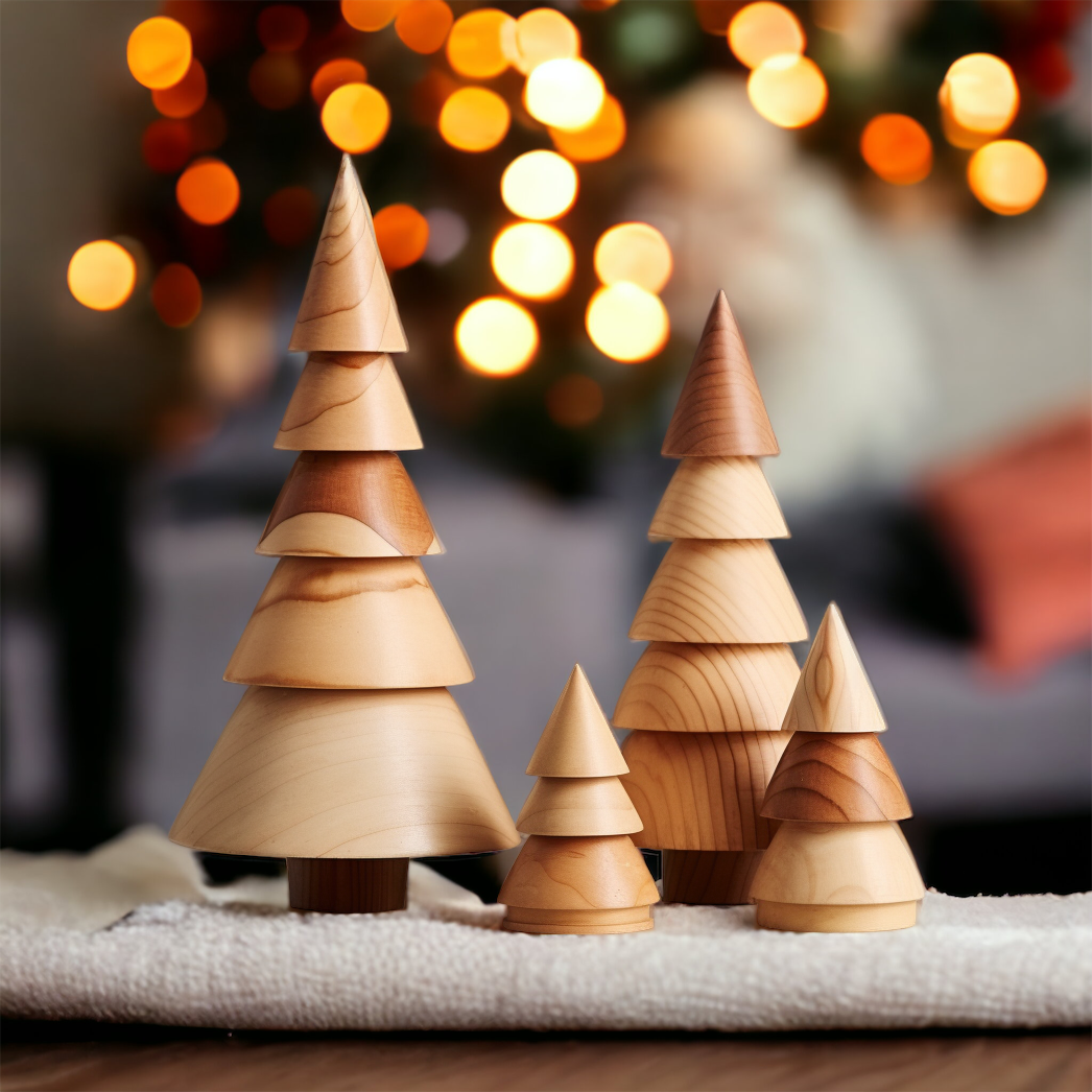 Wooden Christmas Trees Figurines