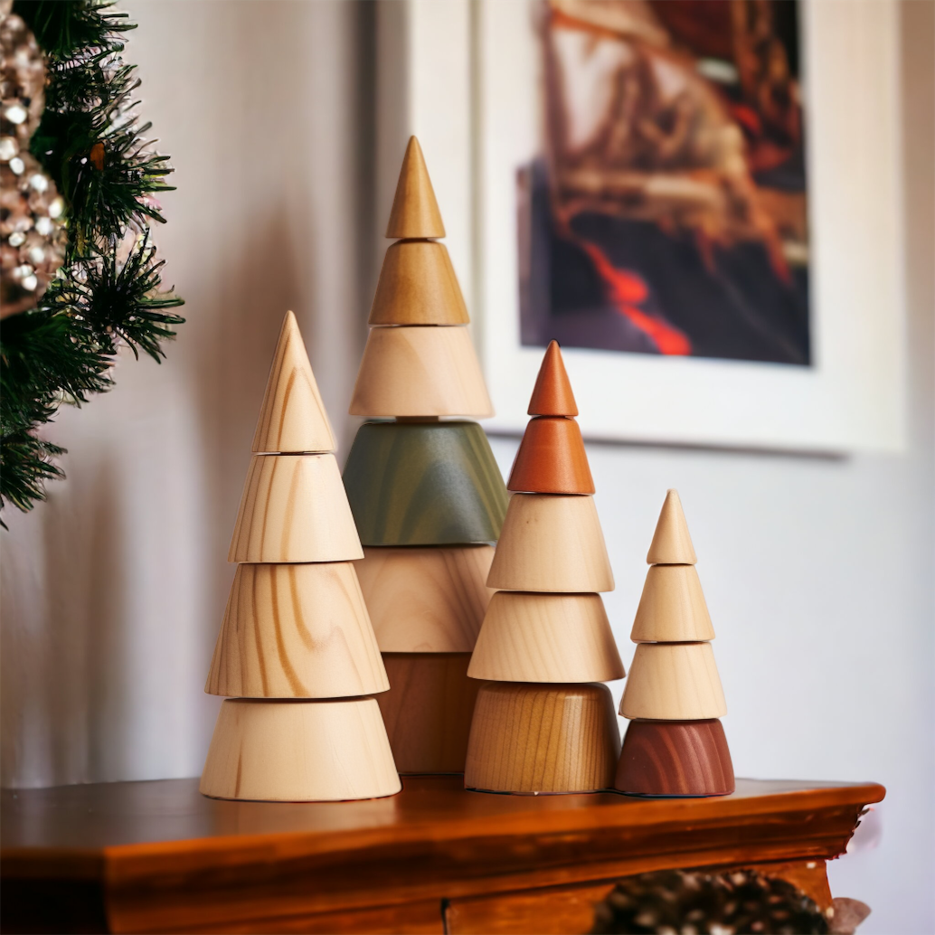 Wooden Christmas Trees Figurines