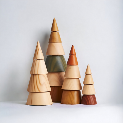 Wooden Christmas Trees Figurines