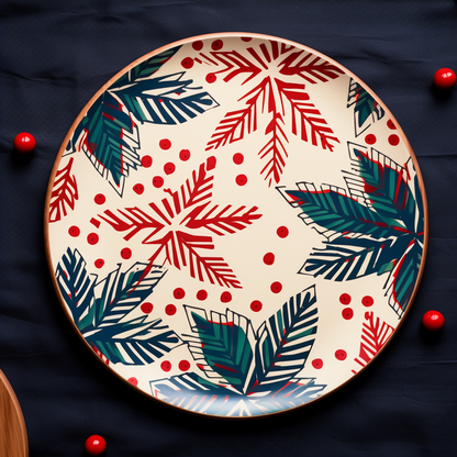 Painted Wooden Christmas Plate, Christmas Decorations