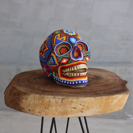 Resin Skull covered with Huichol Art