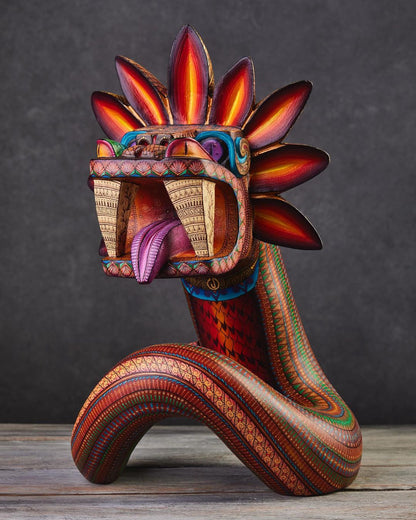 Wooden Quetzalcoatl Sculpture