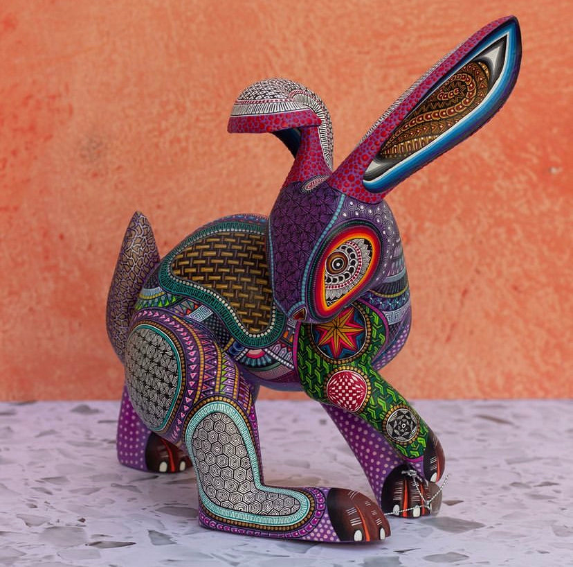 Painted Rabbit wooden sculpture