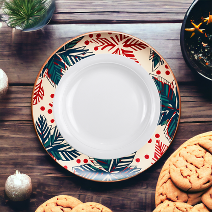 Painted Wooden Christmas Plate, Christmas Charger Plate