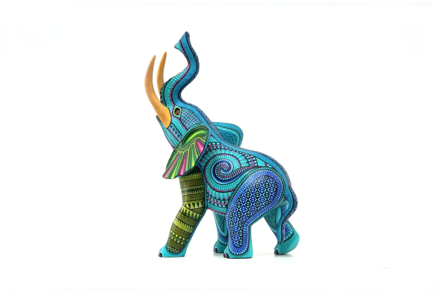 Elephant alebrije, Painted Wooden Elephant Sculpture