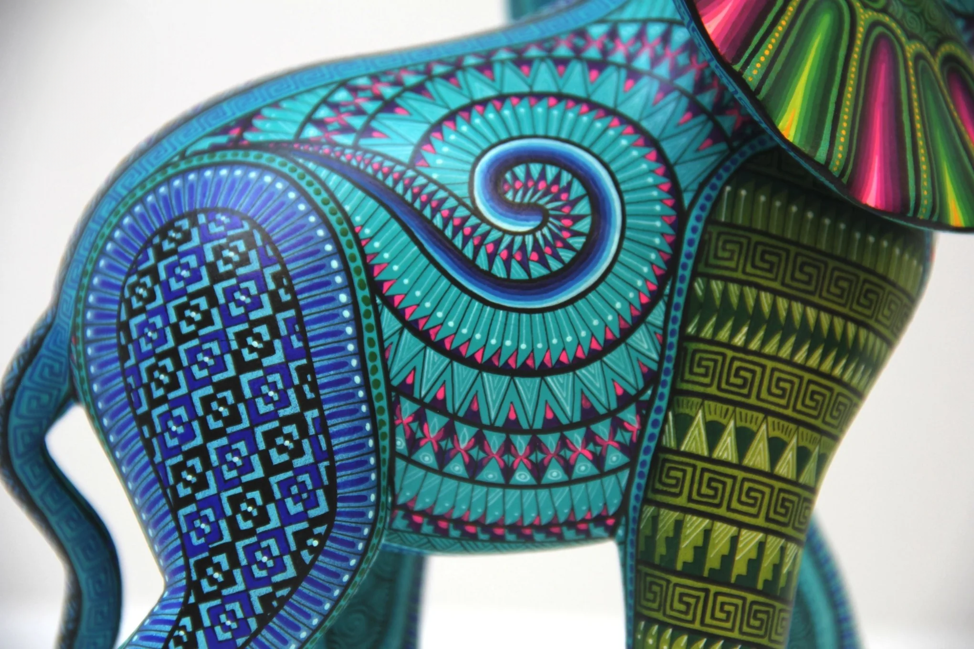 Elephant alebrije, Painted Wooden Elephant Sculpture