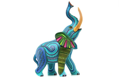 Elephant alebrije, Painted Wooden Elephant Sculpture