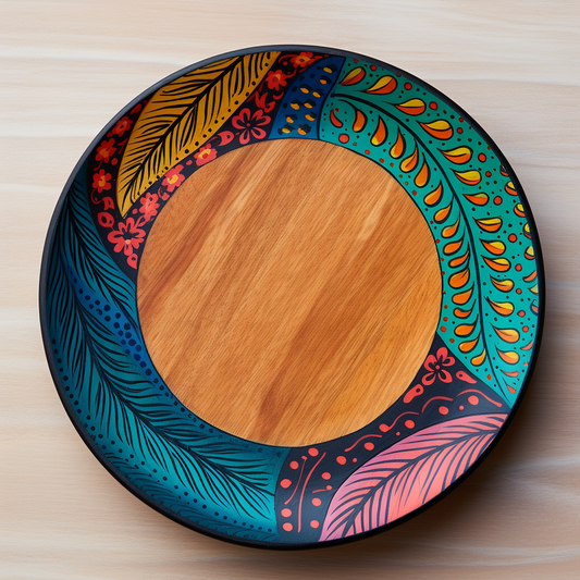 painted wooden decorative plate