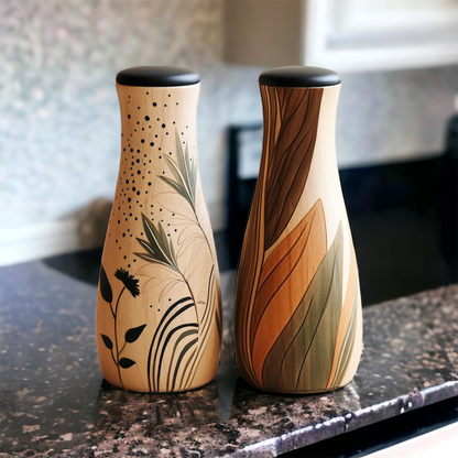 Painted Wooden Salt and Pepper Shakers