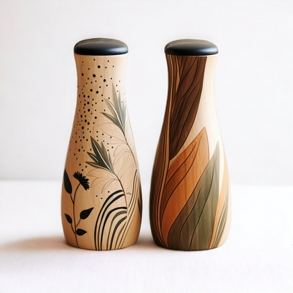 Painted Wooden Salt and Pepper Shakers