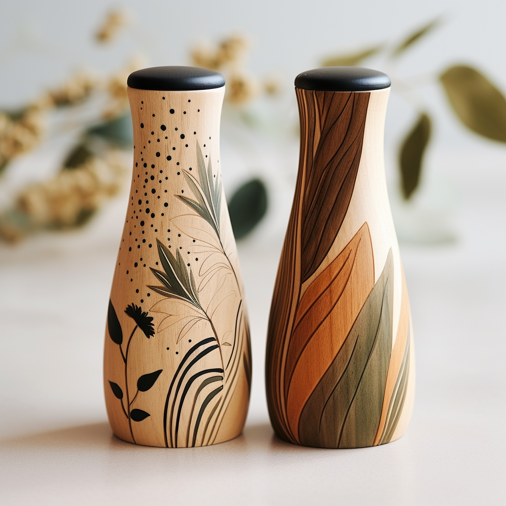 Painted Wooden Salt and Pepper Shakers