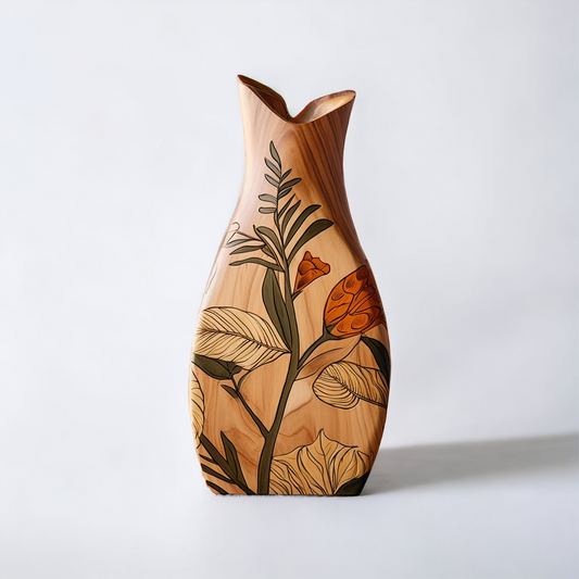 painted wooden vase