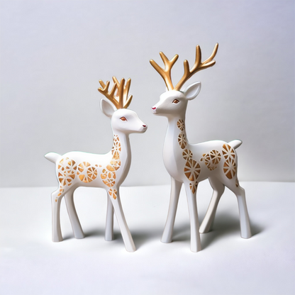 Christmas Reindeer Figurines, Holiday Decorative Figurines