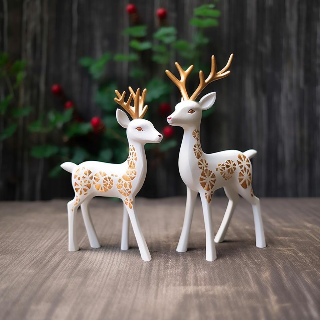 Christmas Reindeer Figurines, Holiday Decorative Figurines