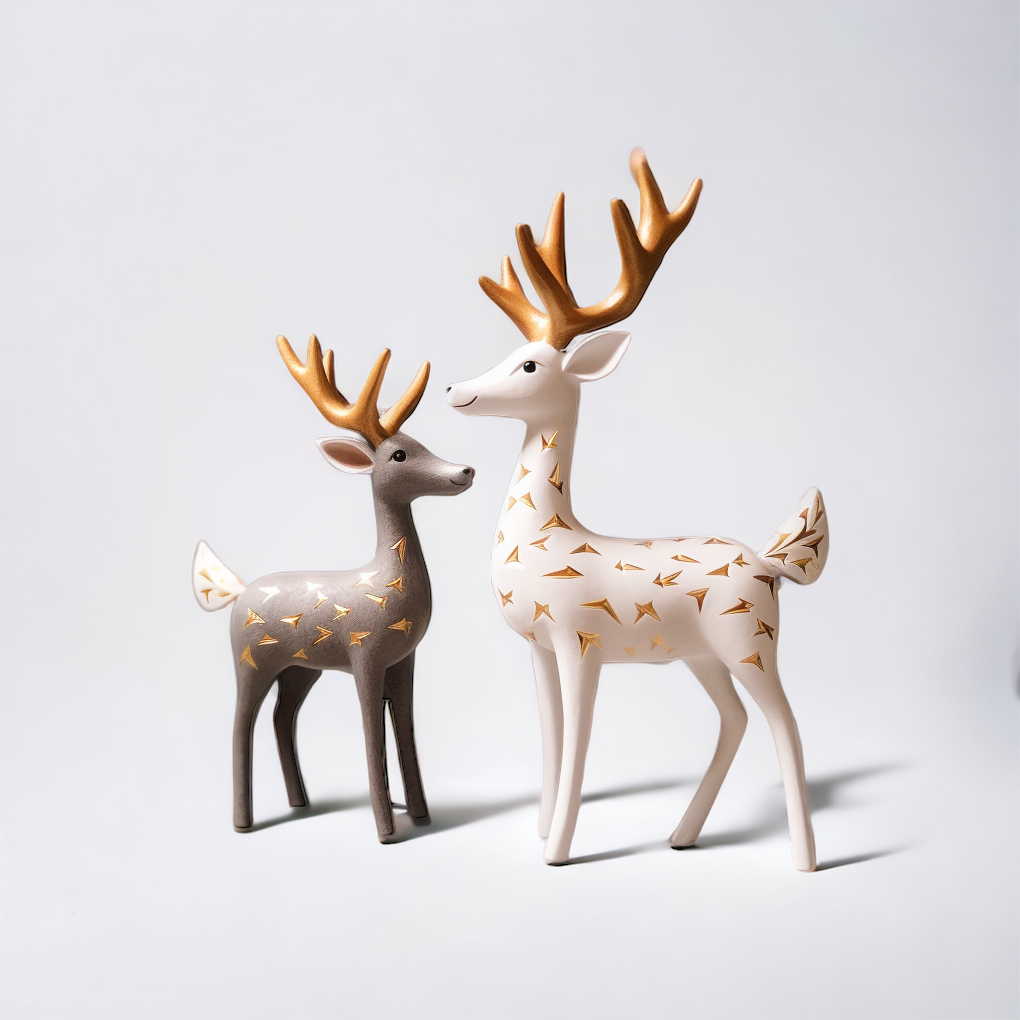 Christmas Reindeer Figurines, Holiday Decorative Figurines