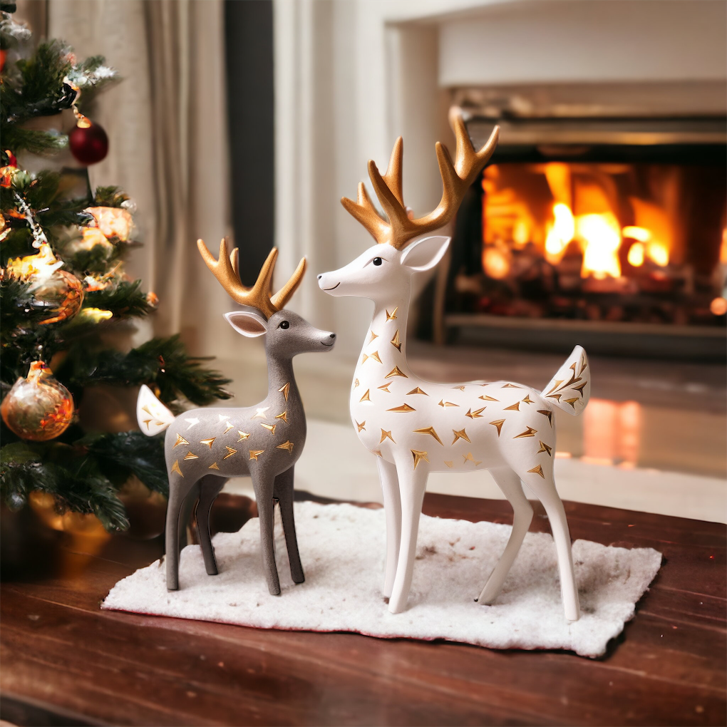 Christmas Reindeer Figurines, Holiday Decorative Figurines