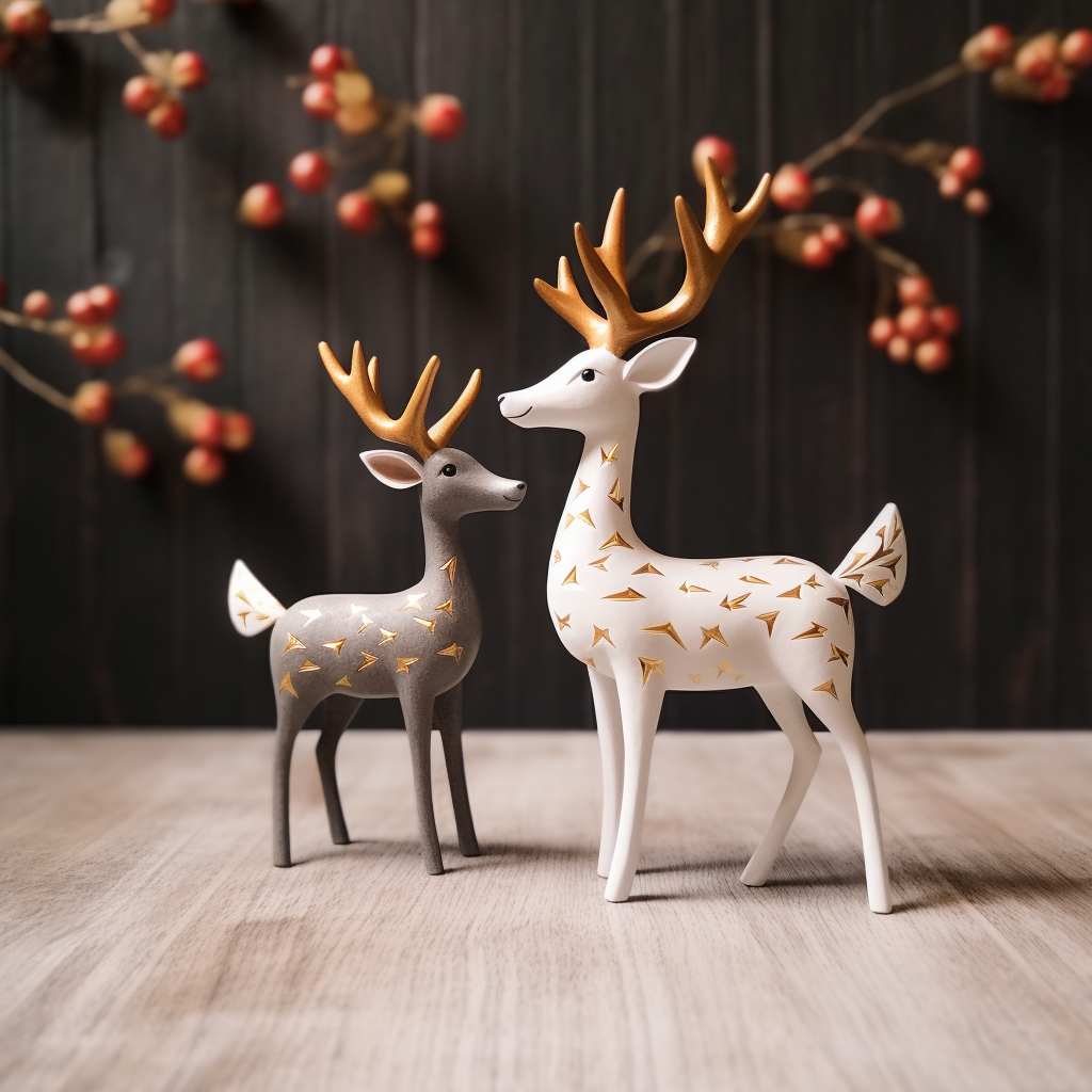 Christmas Reindeer Figurines, Holiday Decorative Figurines