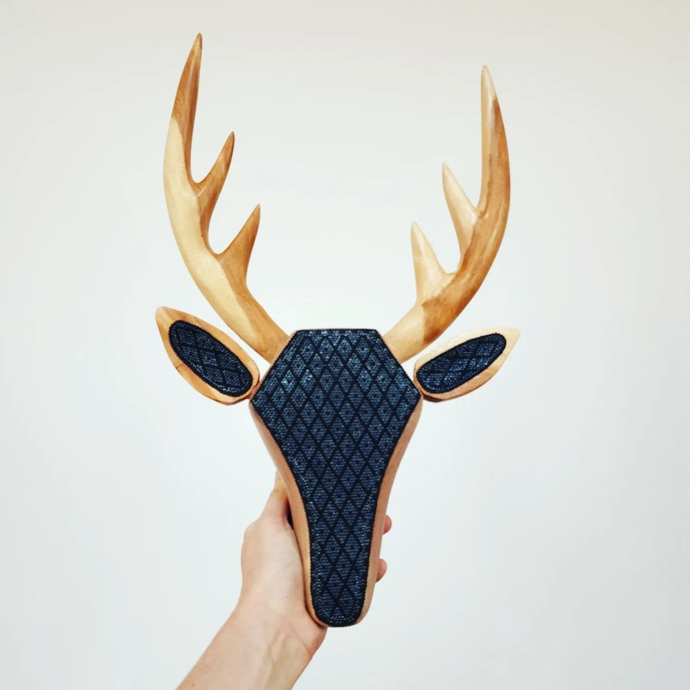 Wooden Deer Sculpture deocrated with beads