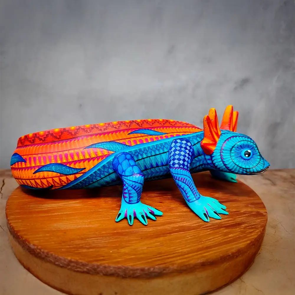 Handpainted axolotl sculpture, mexican alebrijes