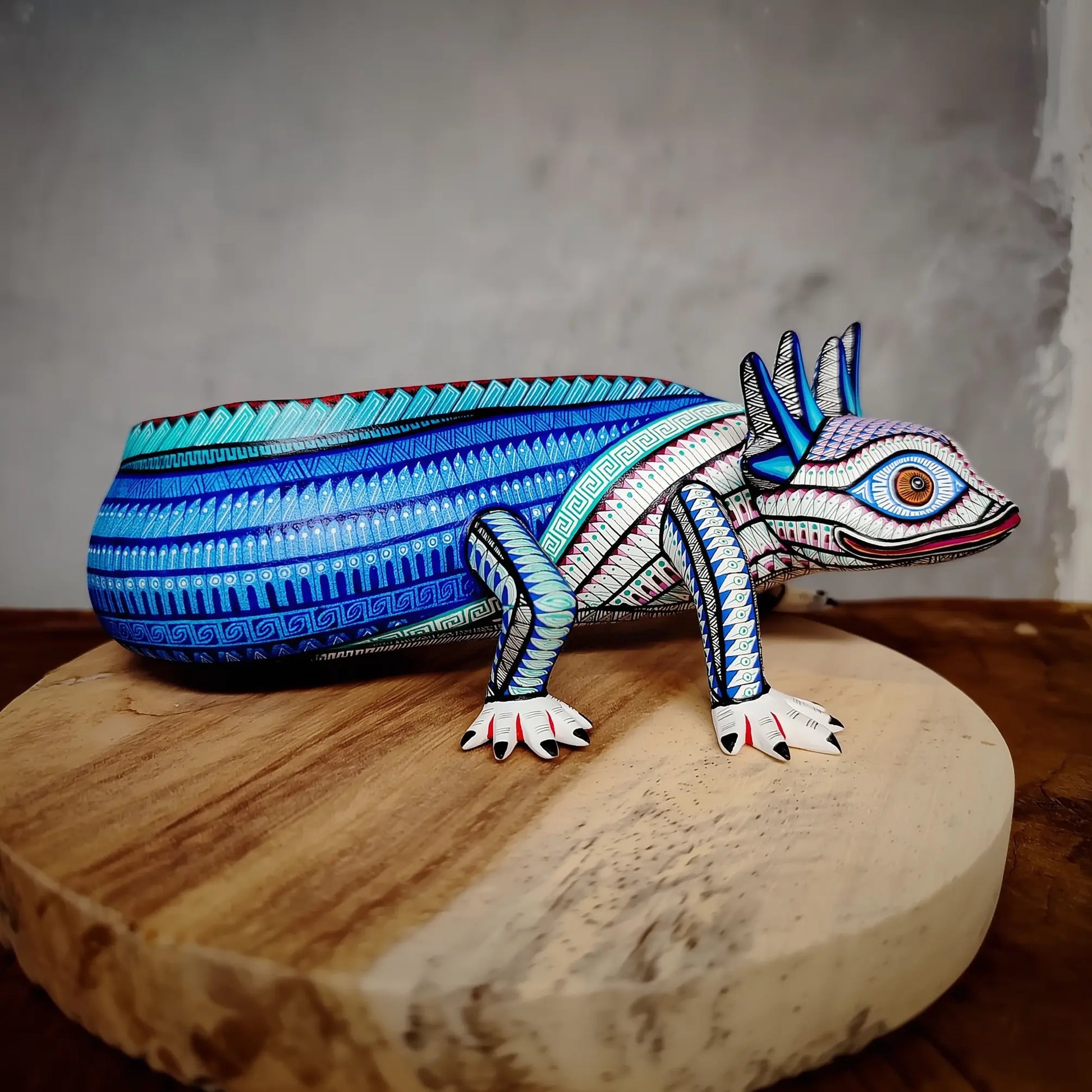axolotl alebrije, handpainted axolotl sculpture