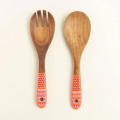 painted wooden salad servers