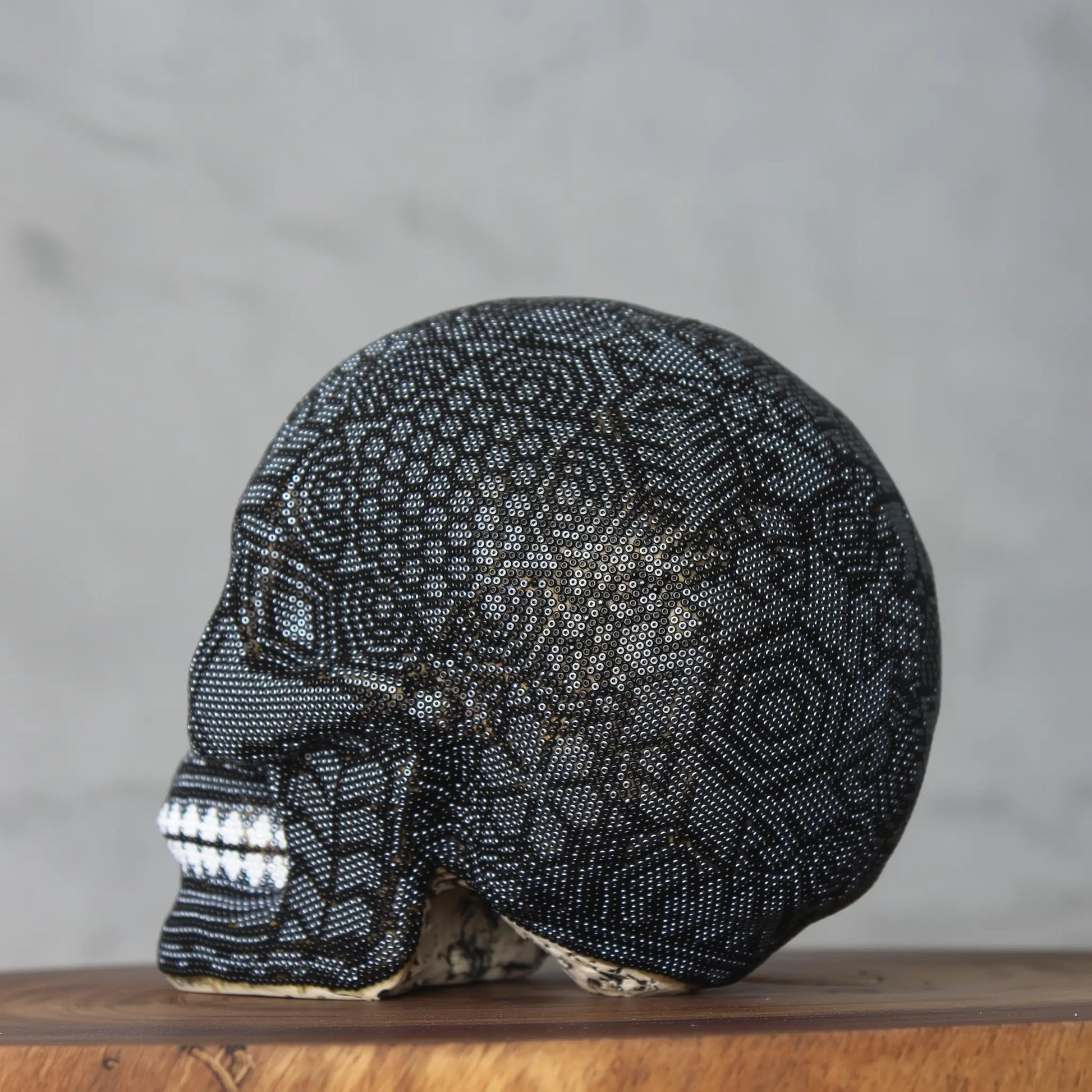 Handmade skull with huichol art, skull with beadwork