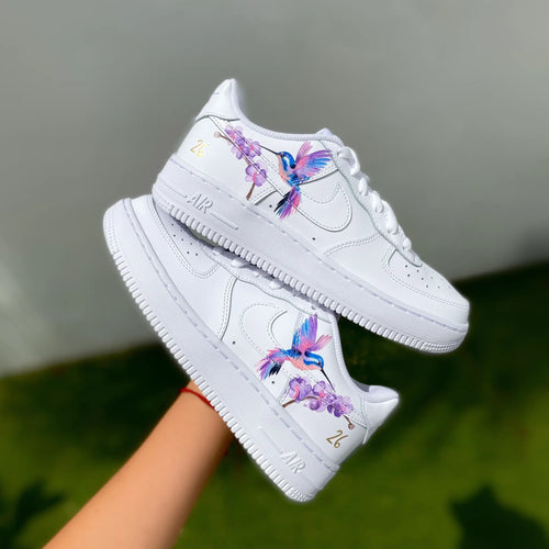 Custom handpainted hummingbird sneakers