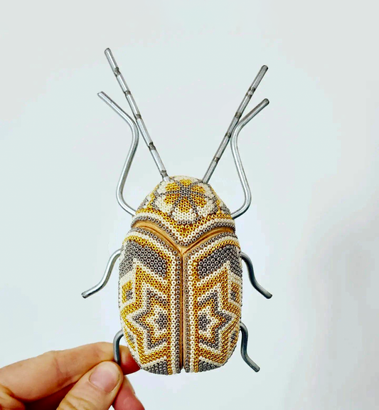 Wooden Beetle Figurine with Beads