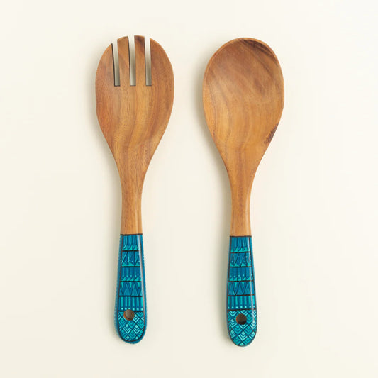 painted wooden salad servers