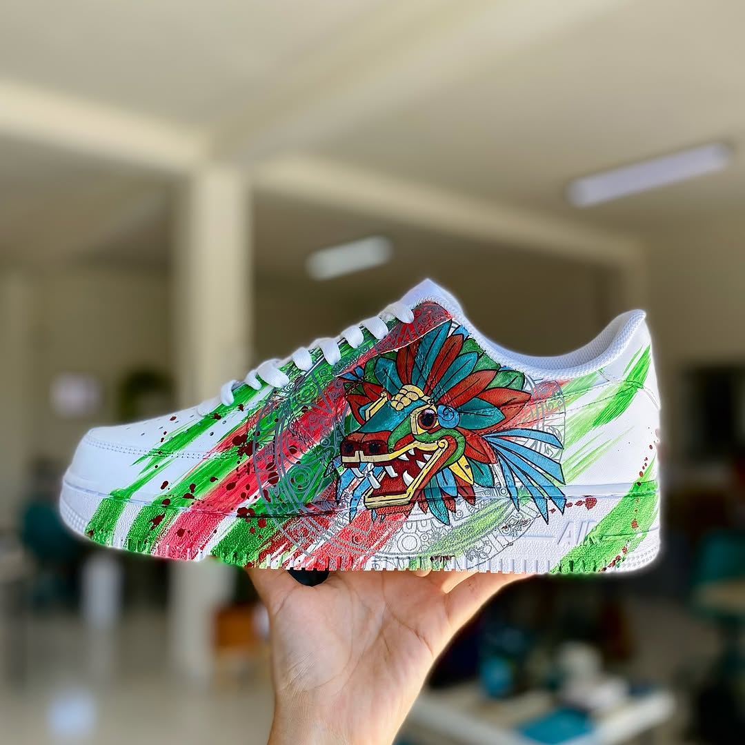 handpainted mexican kukulkan sneakers