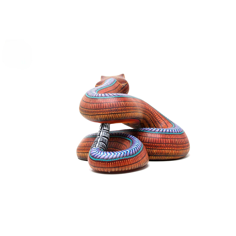 Wooden Snake Painted Sculpture, snake alebrije