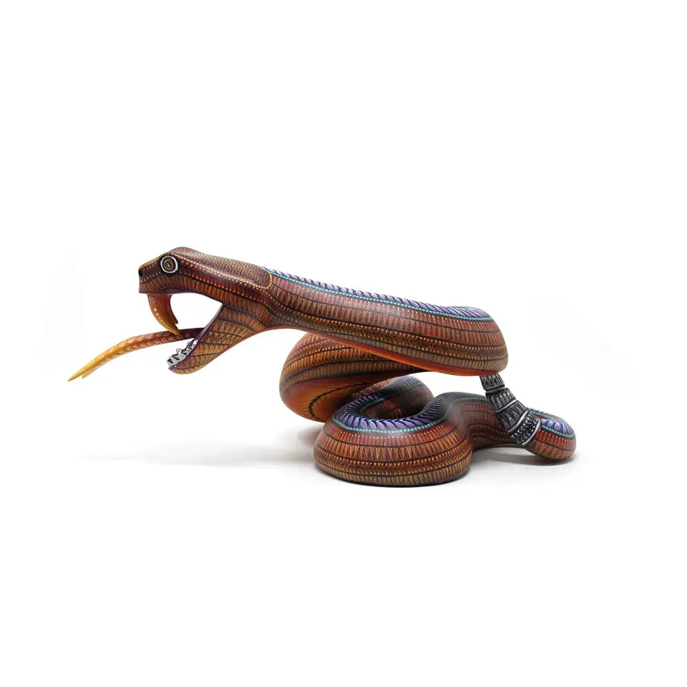 Wooden Snake Painted Sculpture, snake alebrije