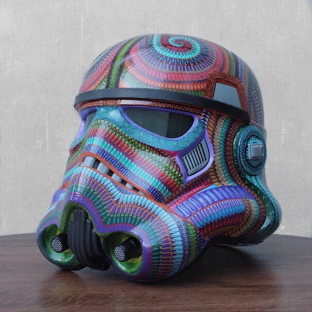 painted stormtrooper with groovy patterns, mexican alebrije style