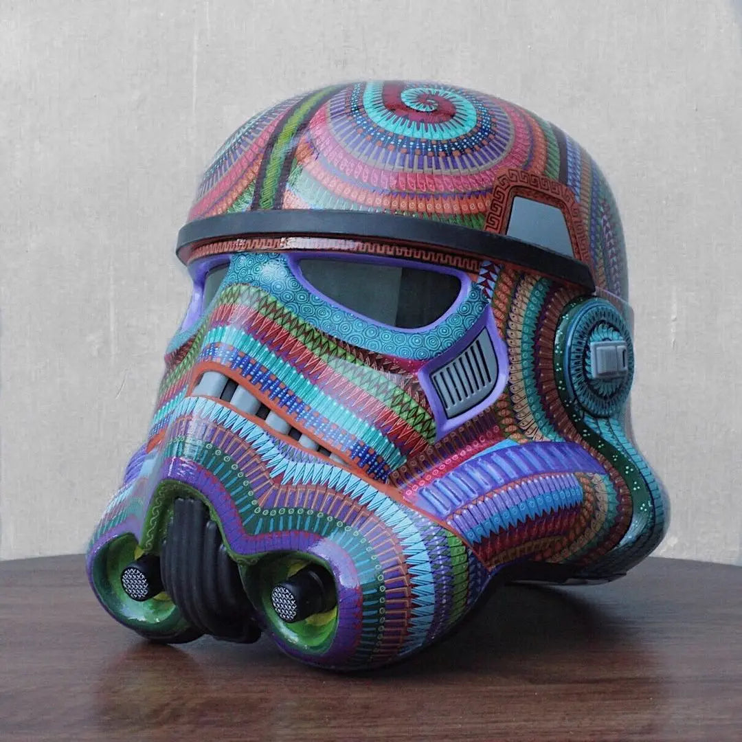 painted stormtrooper with groovy patterns, mexican alebrije style