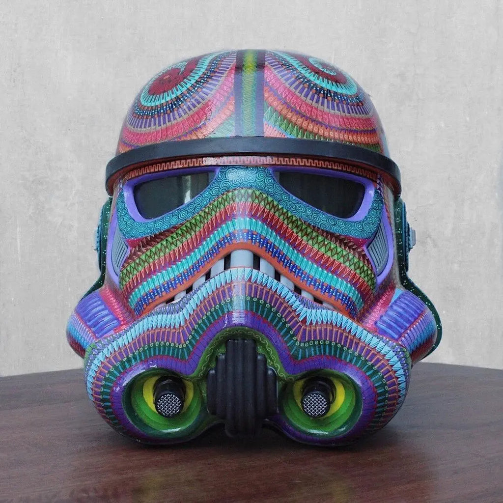 painted stormtrooper with groovy patterns, mexican alebrije style