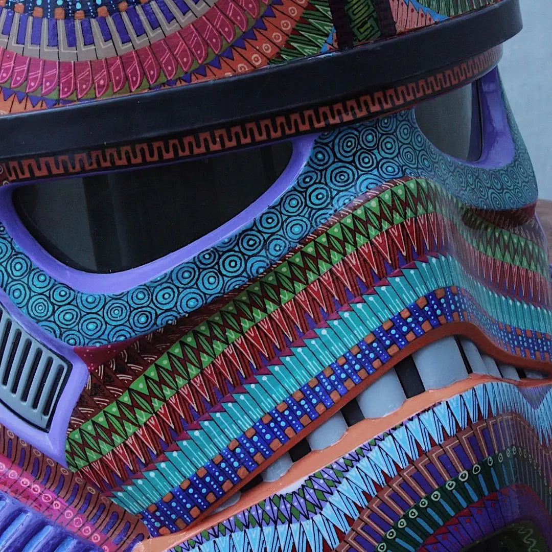 painted stormtrooper with groovy patterns, mexican alebrije style