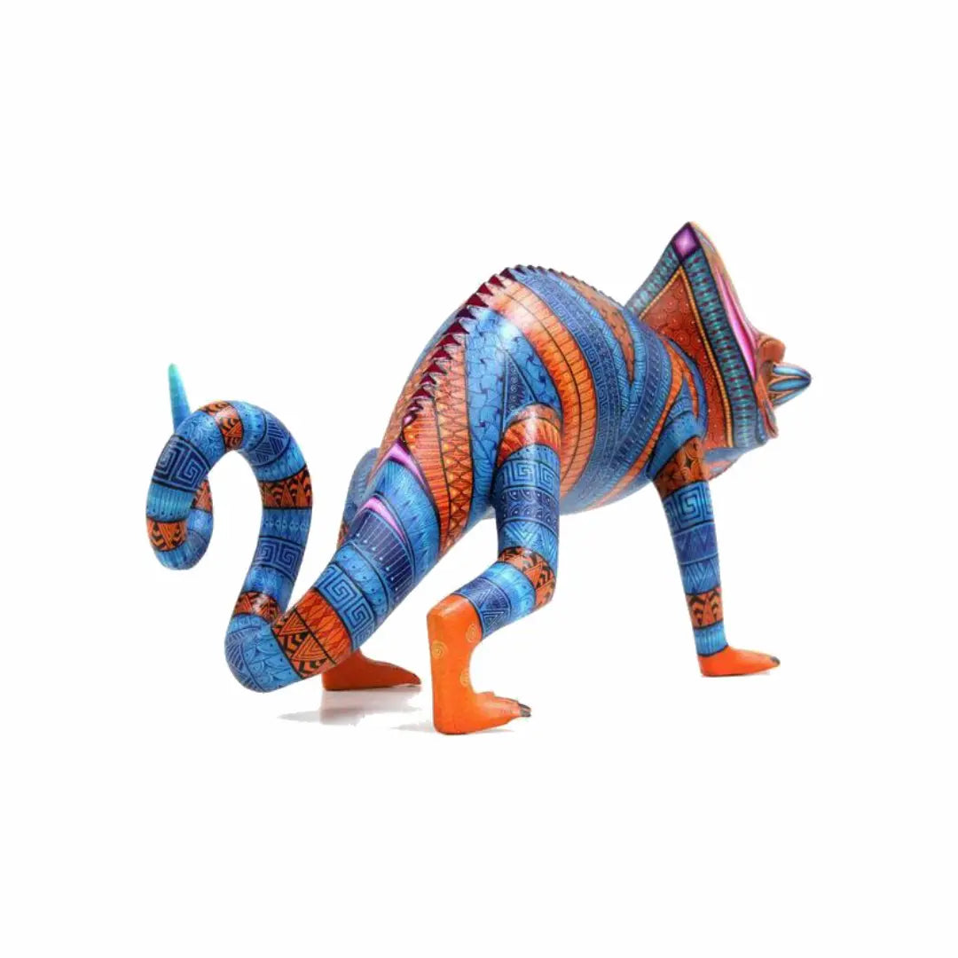 Handpainted chameleon alebrije, authentic mexican alebrijes