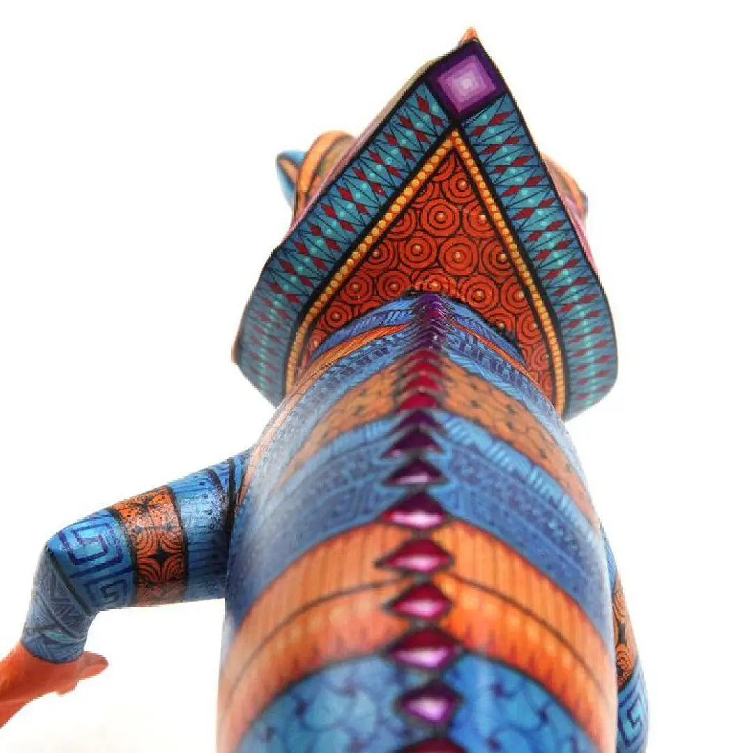 Handpainted chameleon alebrije, authentic mexican alebrijes